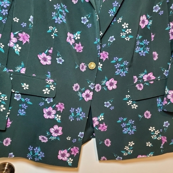 Lane Bryant The Bryant Blazer Green Pink Flare Sleeve Floral Blazer 22 - Picture 4 of 8